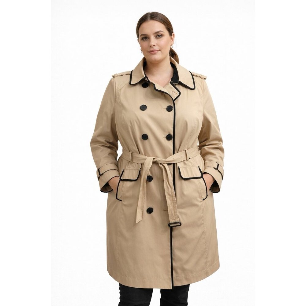 Worthington Double Breasted Women's Tan Trench Coat - Size 1X